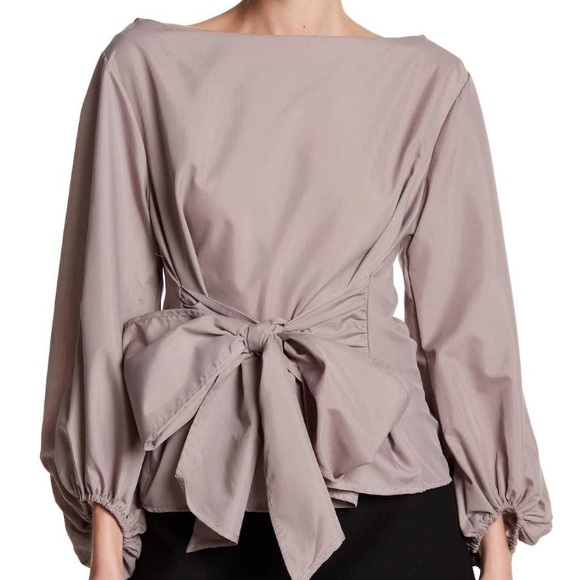 Favlux Tops - Favlux  Large Taupe Tie Waist Blouse